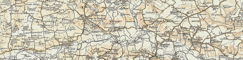 Old map of Thorington Street in 1898-1901