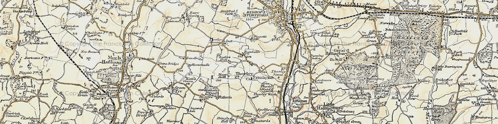 Old map of Thorley in 1898-1899