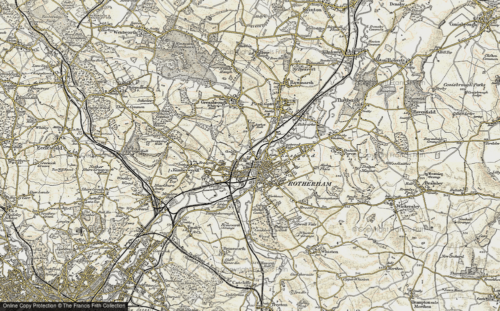 Old Map of Historic Map covering Rotherham in 1903