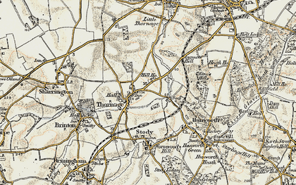 Old map of Thornage in 1901-1902