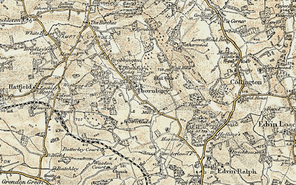 Old map of Thornbury in 1899-1902