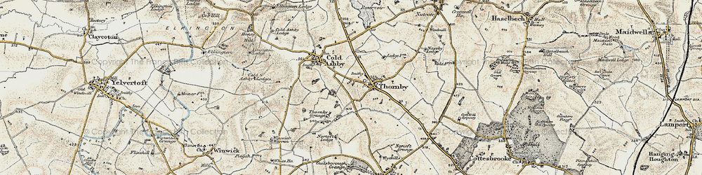 Old map of Thornby in 1901-1902