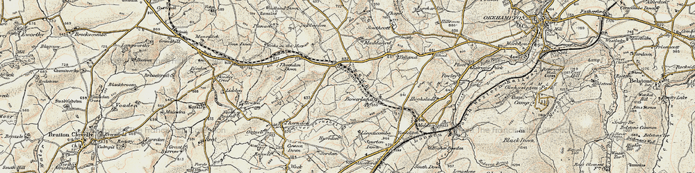 Old map of Thorndon Cross in 1899-1900