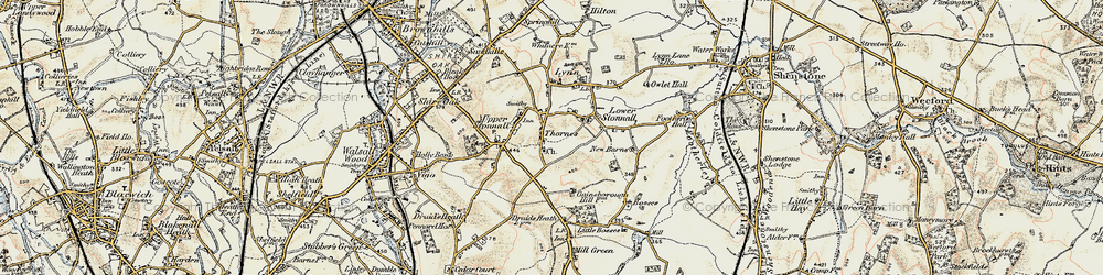 Old map of Thornes in 1902