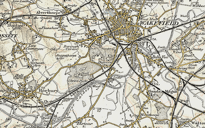 Old map of Thornes in 1903