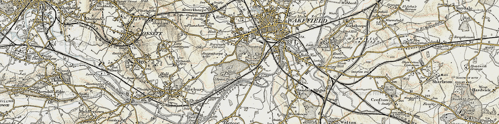 Old map of Thornes in 1903