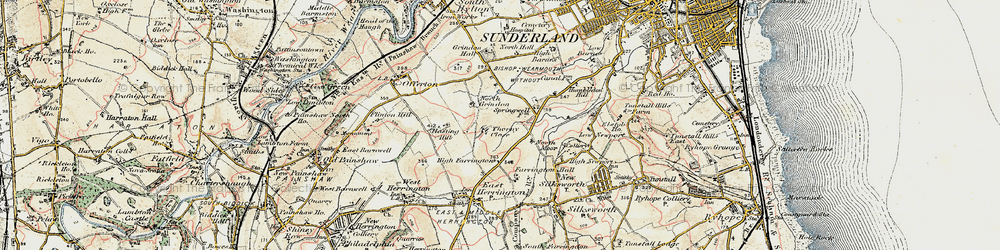Old map of Thorney Close in 1901-1904