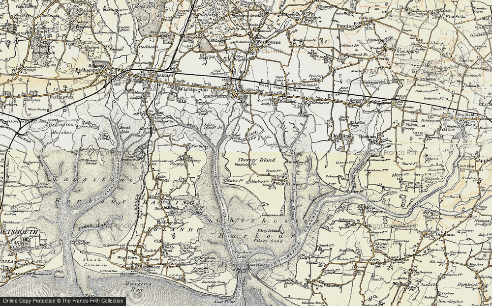 Old Map of Thorney Island, 1897-1899 in 1897-1899