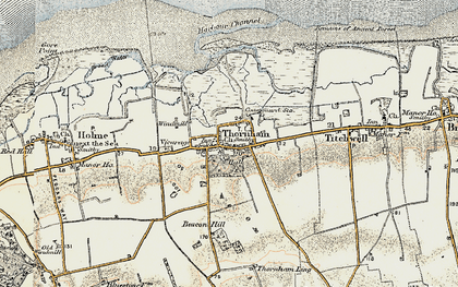 Old map of Thornham in 1901-1902