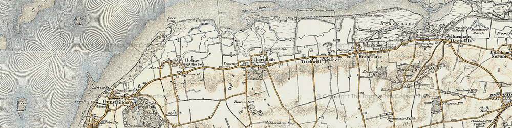 Old map of Thornham in 1901-1902