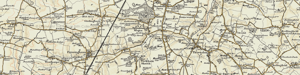 Old map of Thornham Magna in 1901
