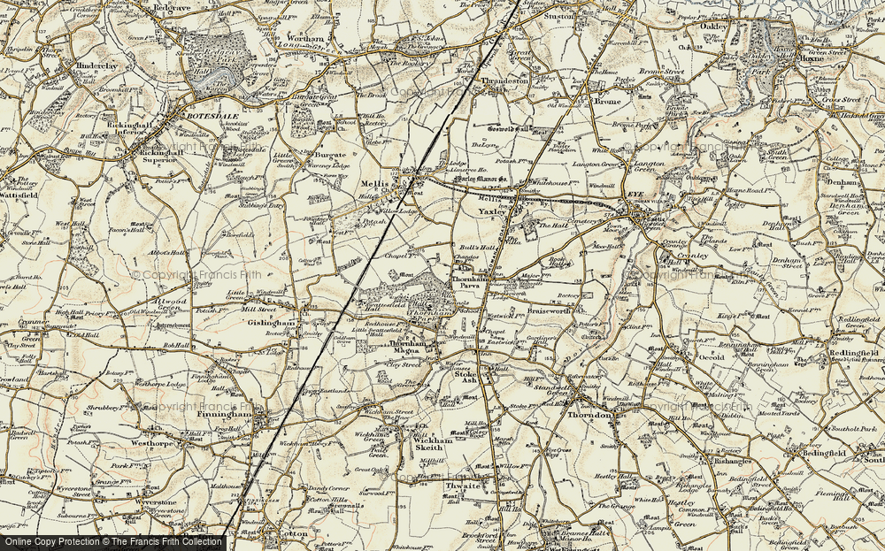 Old Map of Thornham Parva, 1901 in 1901