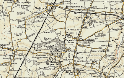 Old map of Thornham Parva in 1901