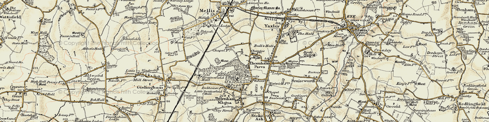 Old map of Thornham Parva in 1901