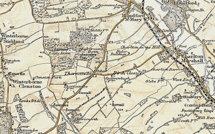 Old map of Thornicombe in 1897-1909