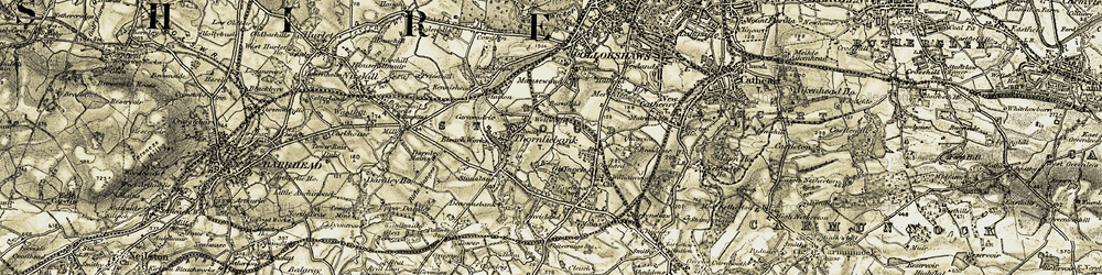 Old map of Thornliebank in 1904-1905