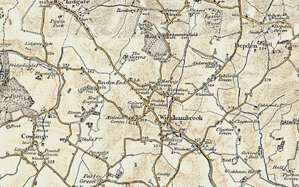 Old map of Thorns in 1899-1901