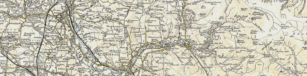 Old map of Thornsett in 1903