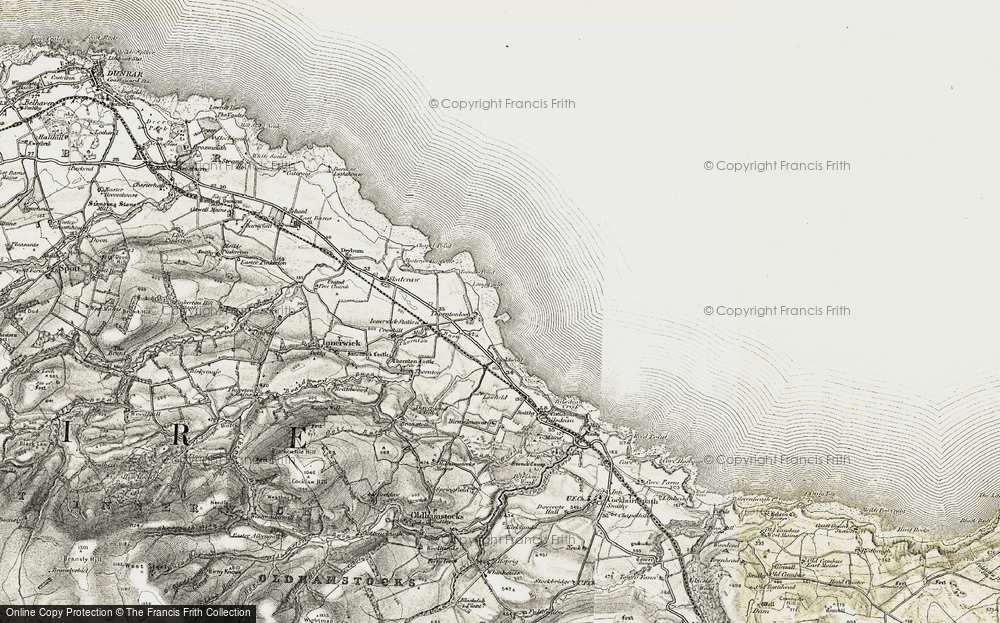 Old Map of Historic Map covering Birnieknowes in 1901-1906