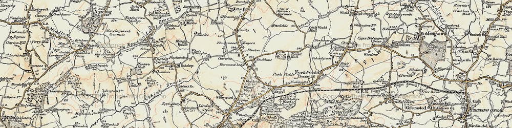 Old map of Thornwood Common in 1897-1898