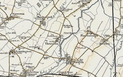 Old map of Thoroton in 1902-1903