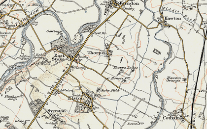 Old map of Thorpe in 1902-1903