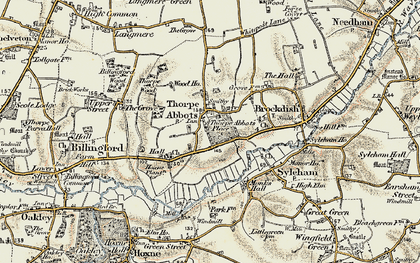 Old map of Thorpe Abbotts in 1901-1902