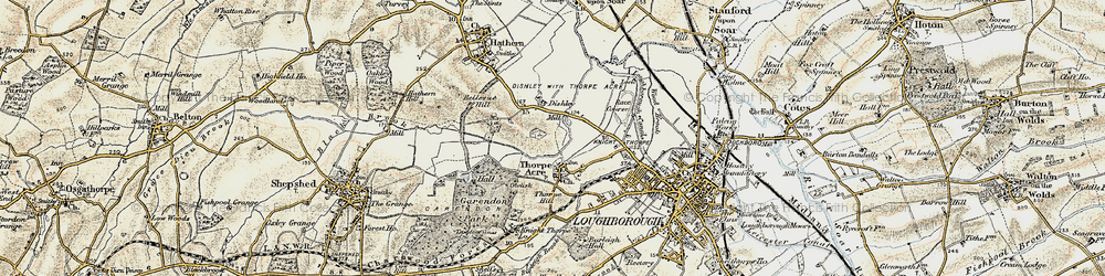Old map of Thorpe Acre in 1902-1903