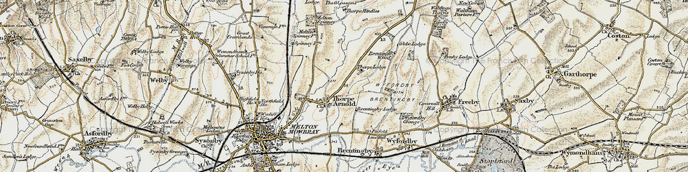 Old map of Brentingby Lodge in 1901-1903