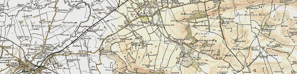 Old map of Thorpe Bassett in 1903-1904