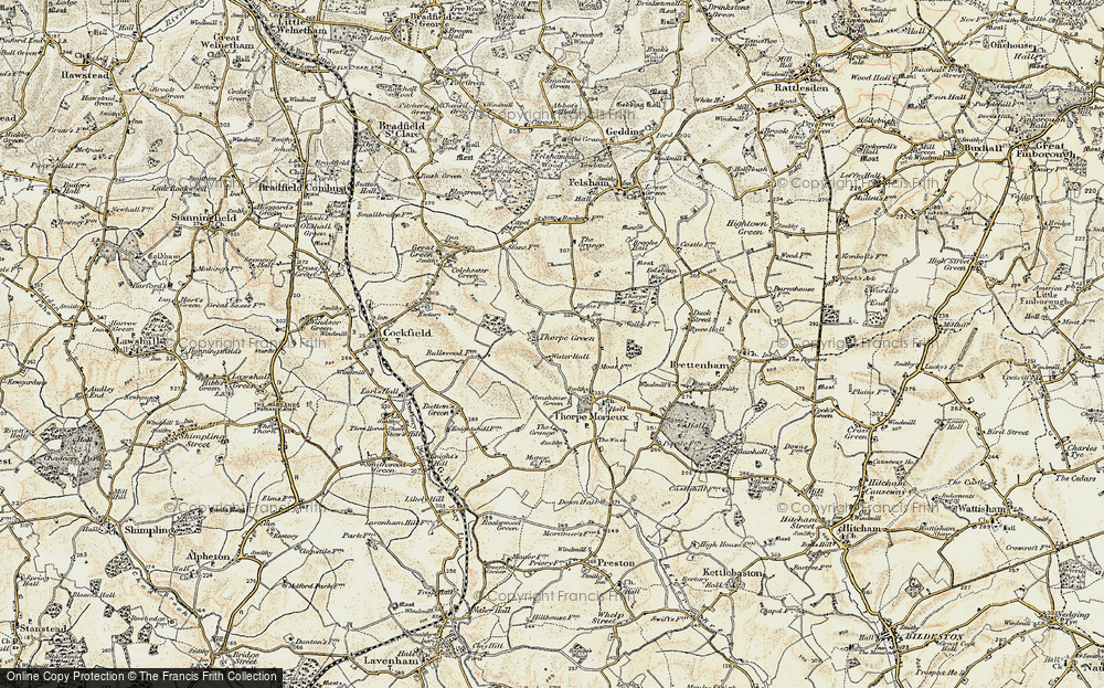 Old Map of Historic Map covering Almshouse Green in 1899-1901