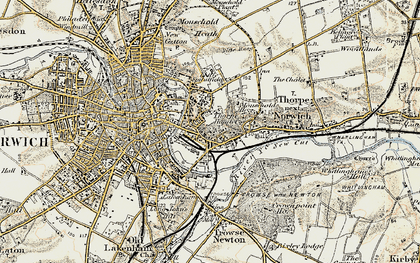 Old map of Thorpe Hamlet in 1901-1902