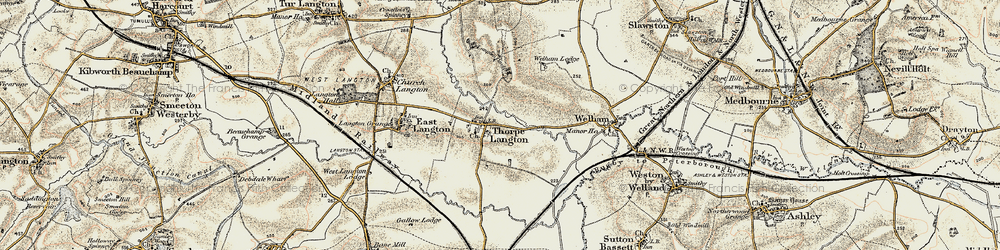 Old map of Thorpe Langton in 1901-1902