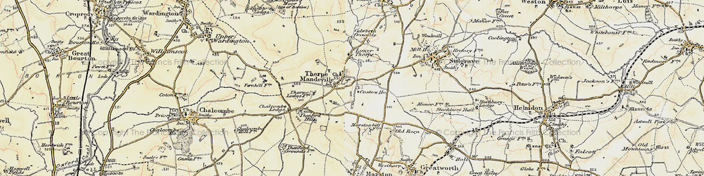 Old map of Thorpe Mandeville in 1898-1901