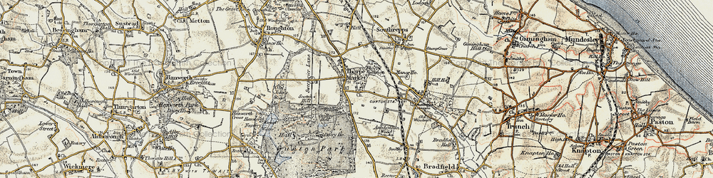 Old map of Thorpe Market in 1901-1902