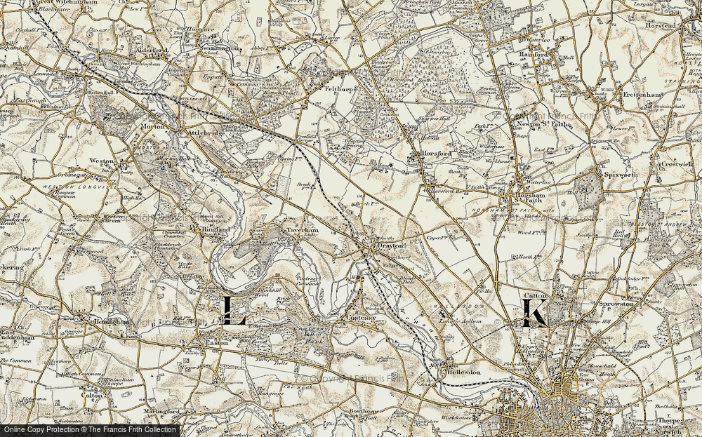 Old Map of Thorpe Marriott, 1901-1902 in 1901-1902