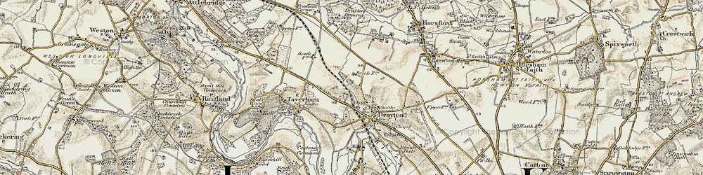 Old map of Thorpe Marriott in 1901-1902