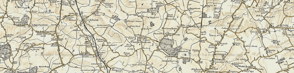 Old map of Thorpe Morieux in 1899-1901