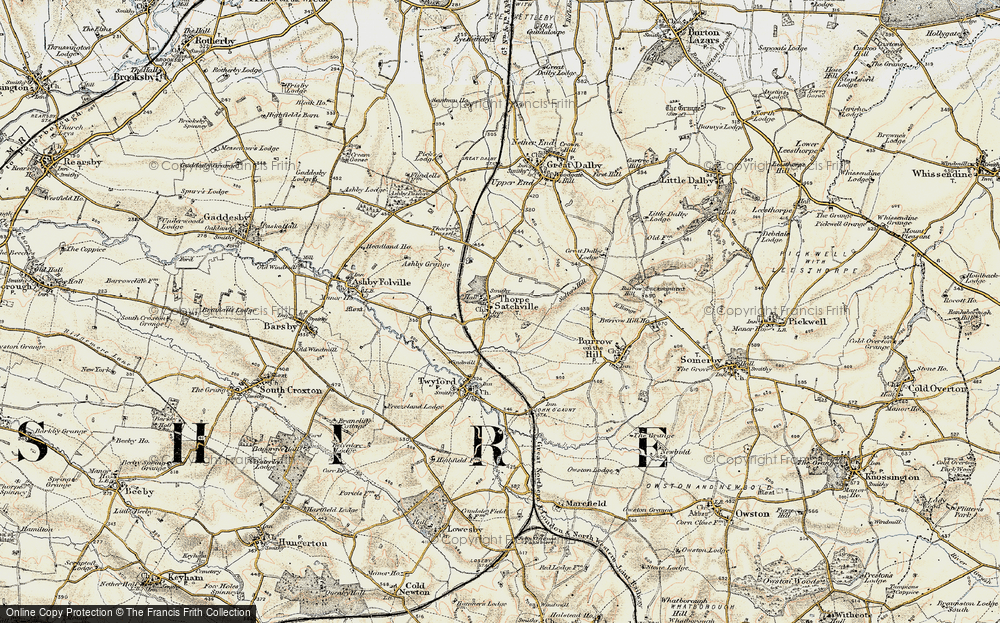 Old Map of Thorpe Satchville, 1901-1903 in 1901-1903