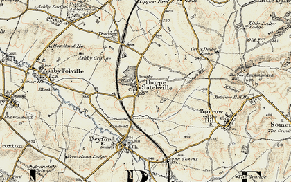 Old map of Thorpe Satchville in 1901-1903