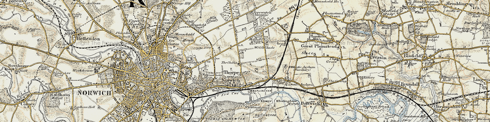 Old map of Thorpe St Andrew in 1901-1902