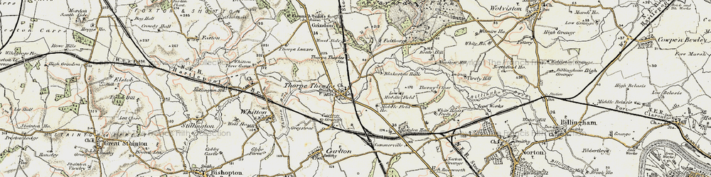 Old map of Thorpe Thewles in 1903-1904