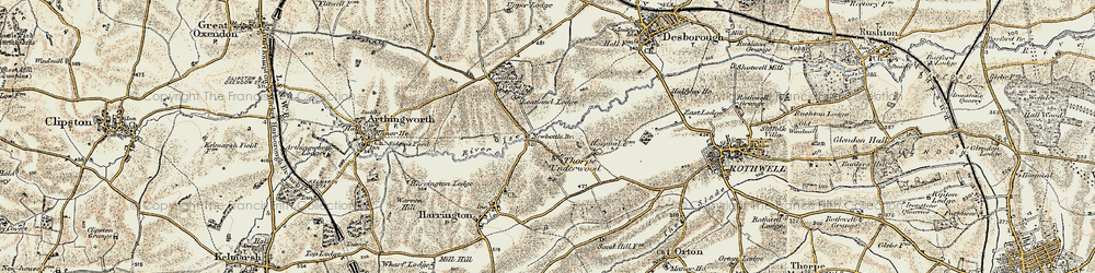 Old map of Thorpe Underwood in 1901-1902
