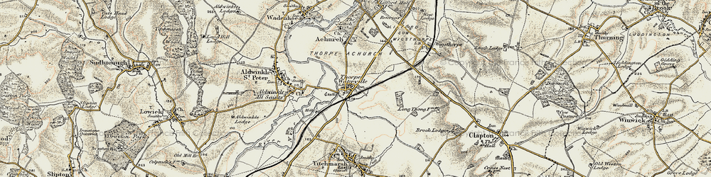 Old map of Thorpe Waterville in 1901-1902