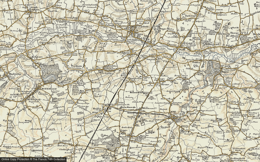 Old Map of Thrandeston, 1901-1902 in 1901-1902