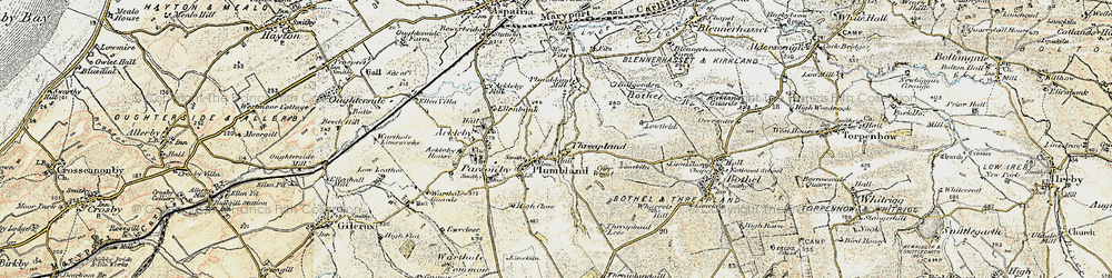 Old map of Threapland in 1901-1904