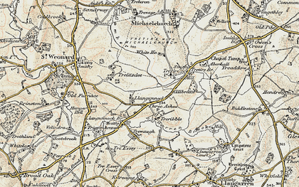 Old map of Three Ashes in 1899-1900