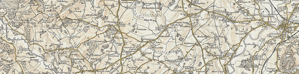 Old map of Three Ashes in 1899-1900