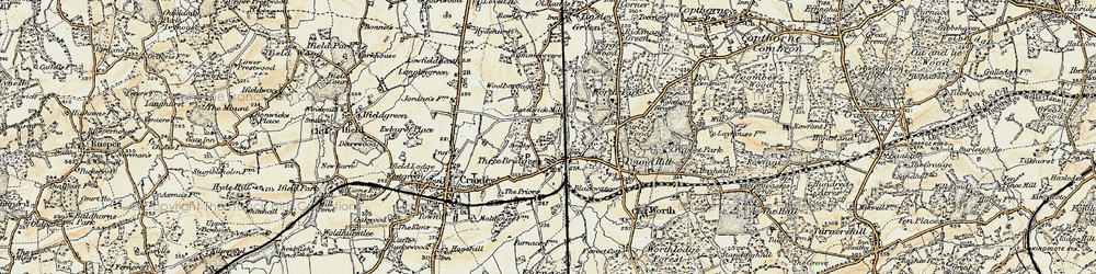 Old map of Three Bridges in 1898-1909