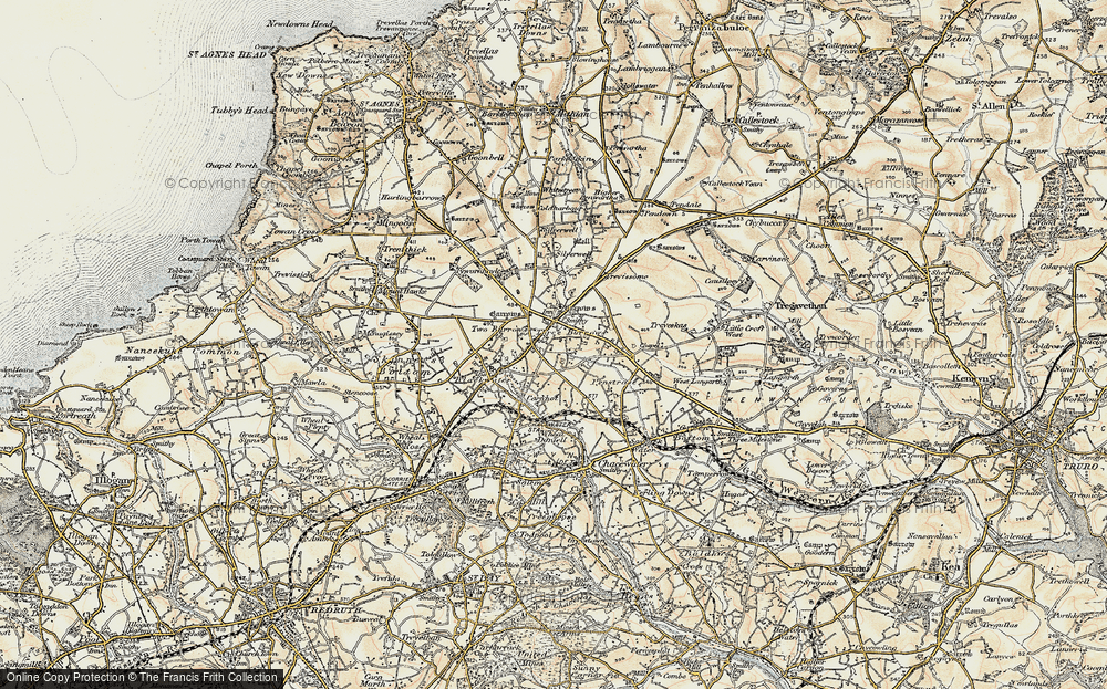Old Map of Three Burrows, 1900 in 1900